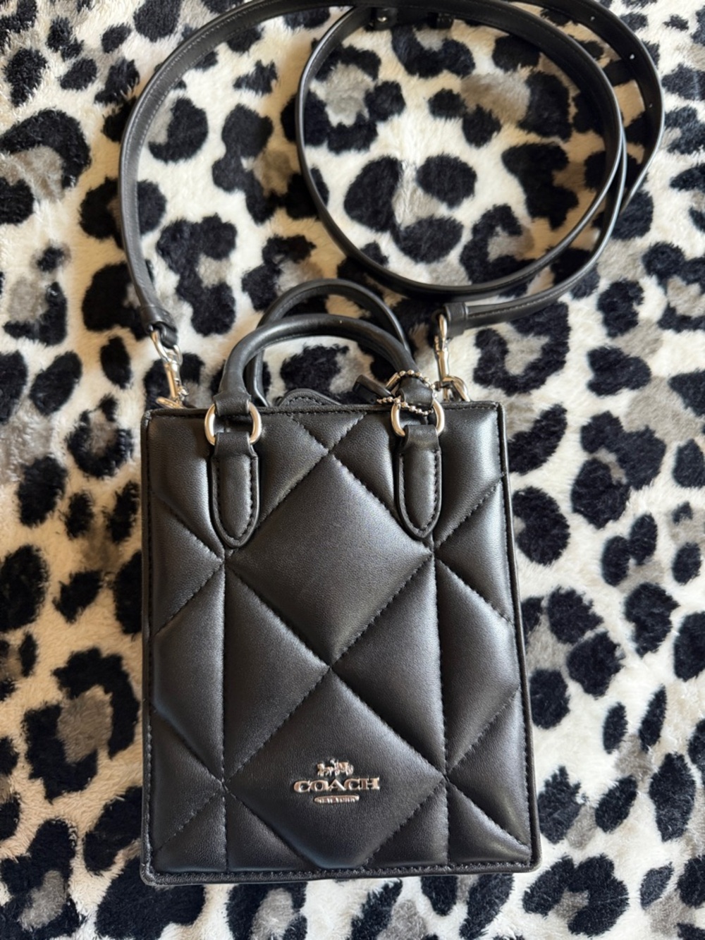 Coach Black Quilted Leather Mini Tote with Strap